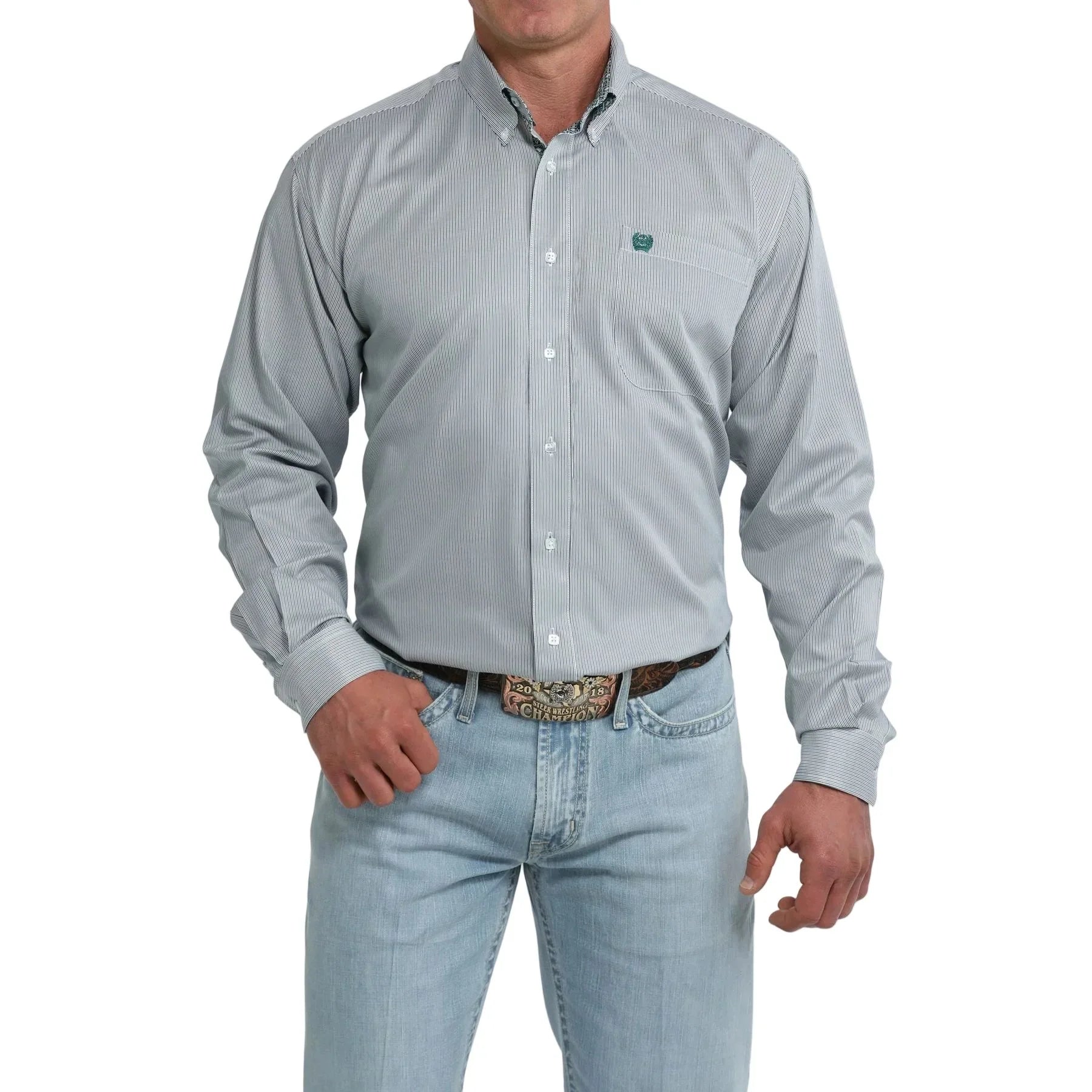 Men's Cinch Long Sleeve Striped Classic Fit Button Down Shirt MTW1106113