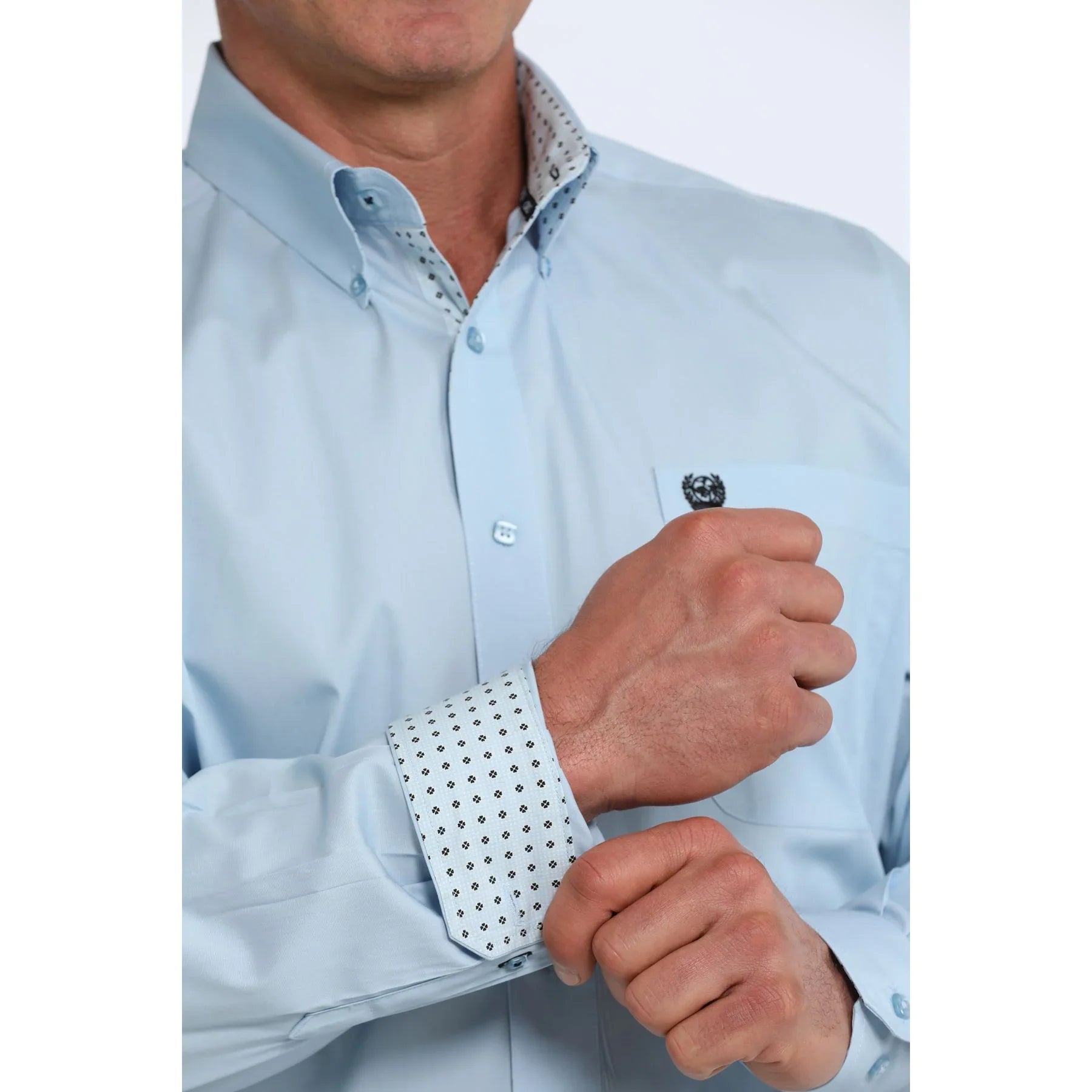 Men's Cinch Long Sleeve Light Blue Button Up Shirt MTW1106125