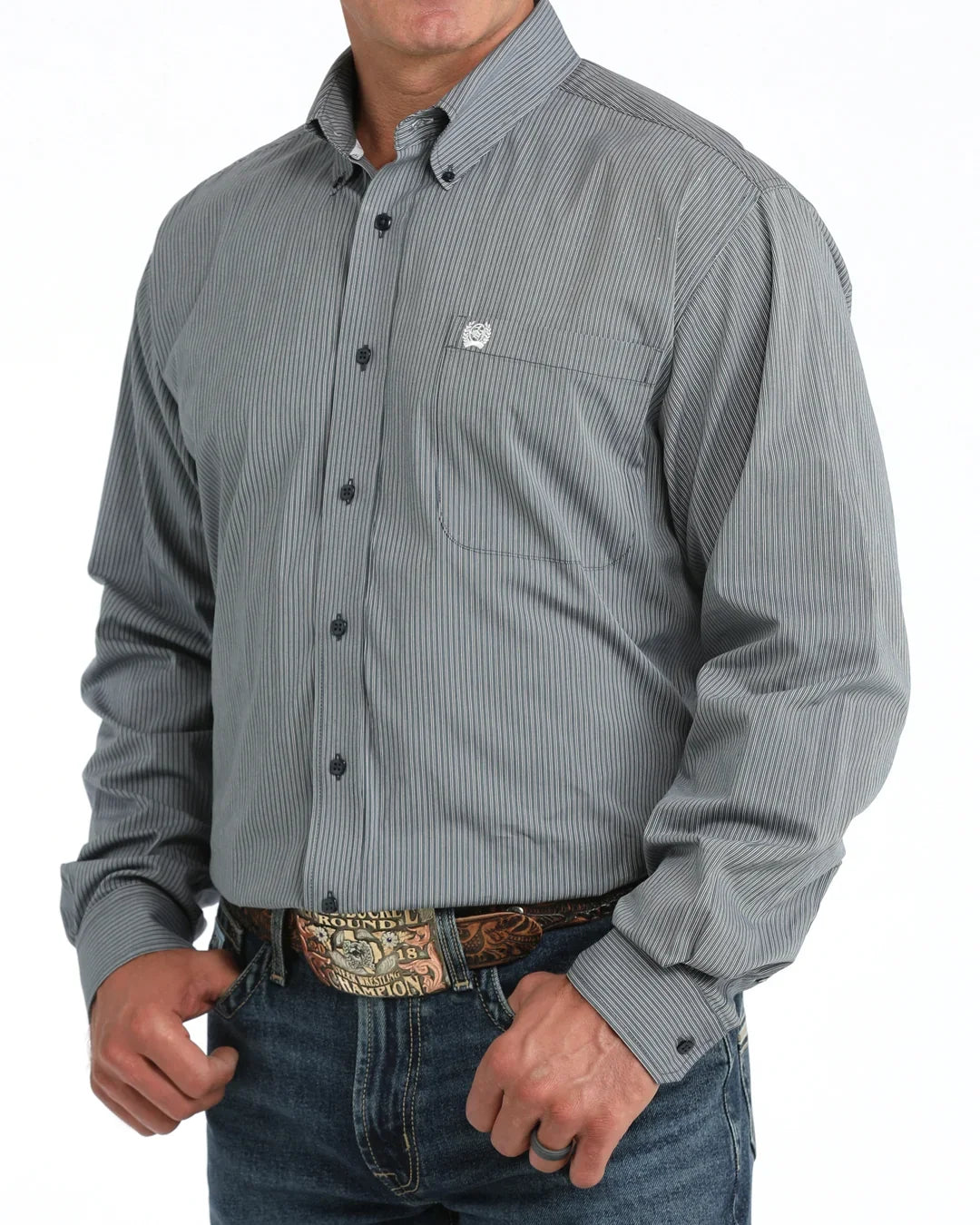 Cinch Men's Navy Stripe Modern Fit Shirt MTW1106130