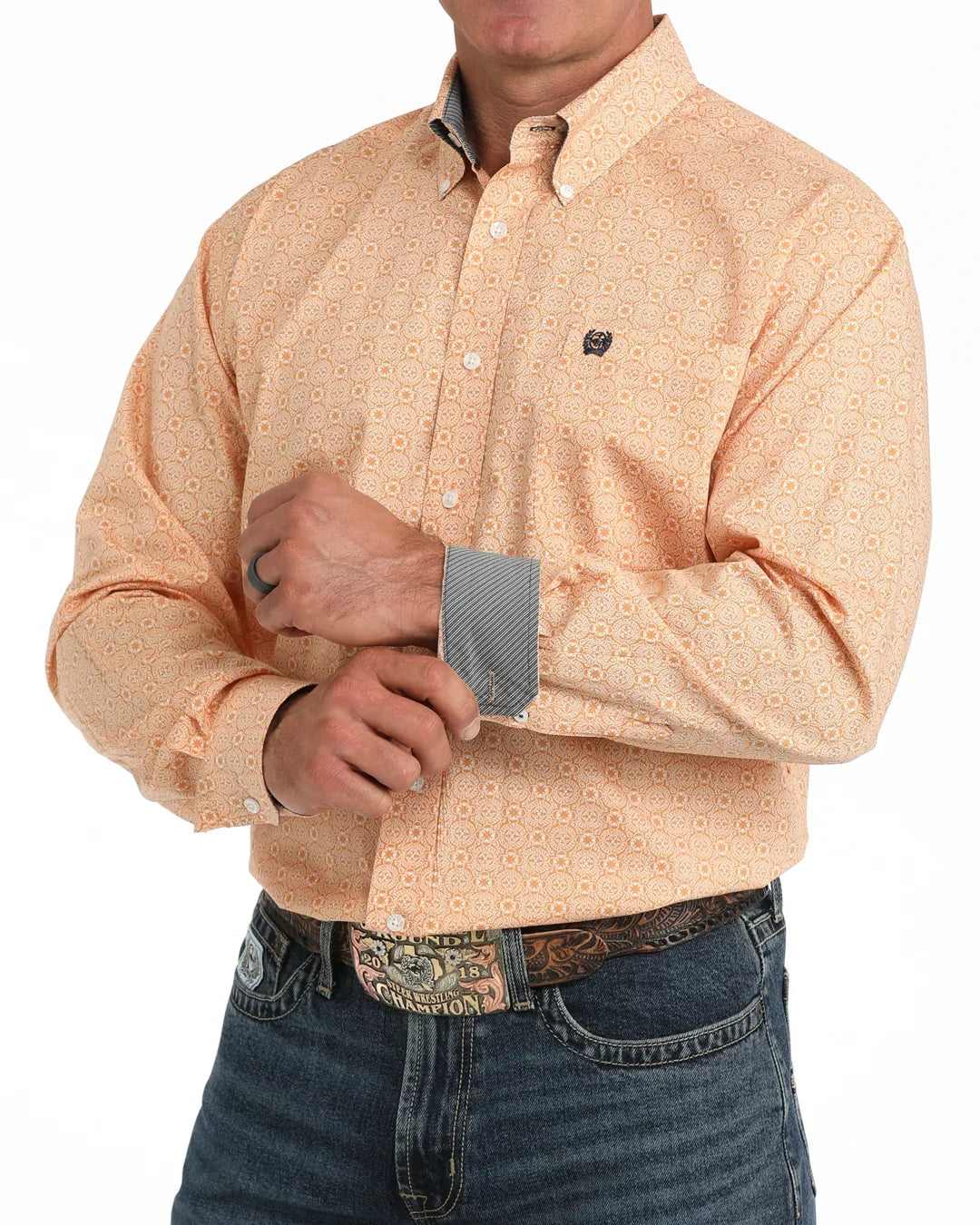 Cinch Men's Gold Geo Printed Modern Fit Shirt MTW1106132