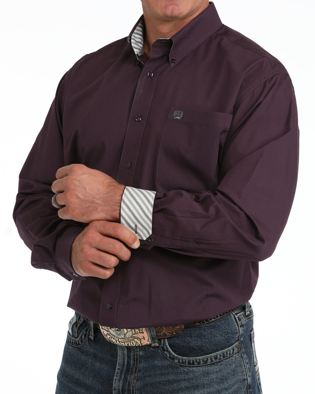 Cinch Men's Long Sleeve Purple Button Down Shirt MTW1106160