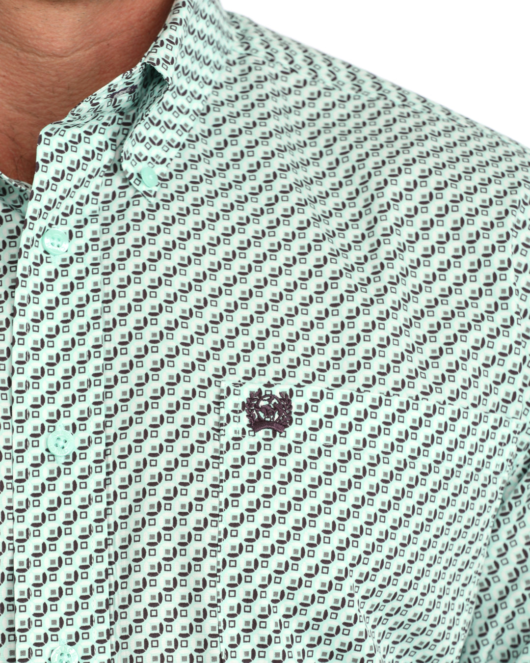 Cinch Men's Turquoise Long Sleeve Printed Button Down Shirt MTW1106165