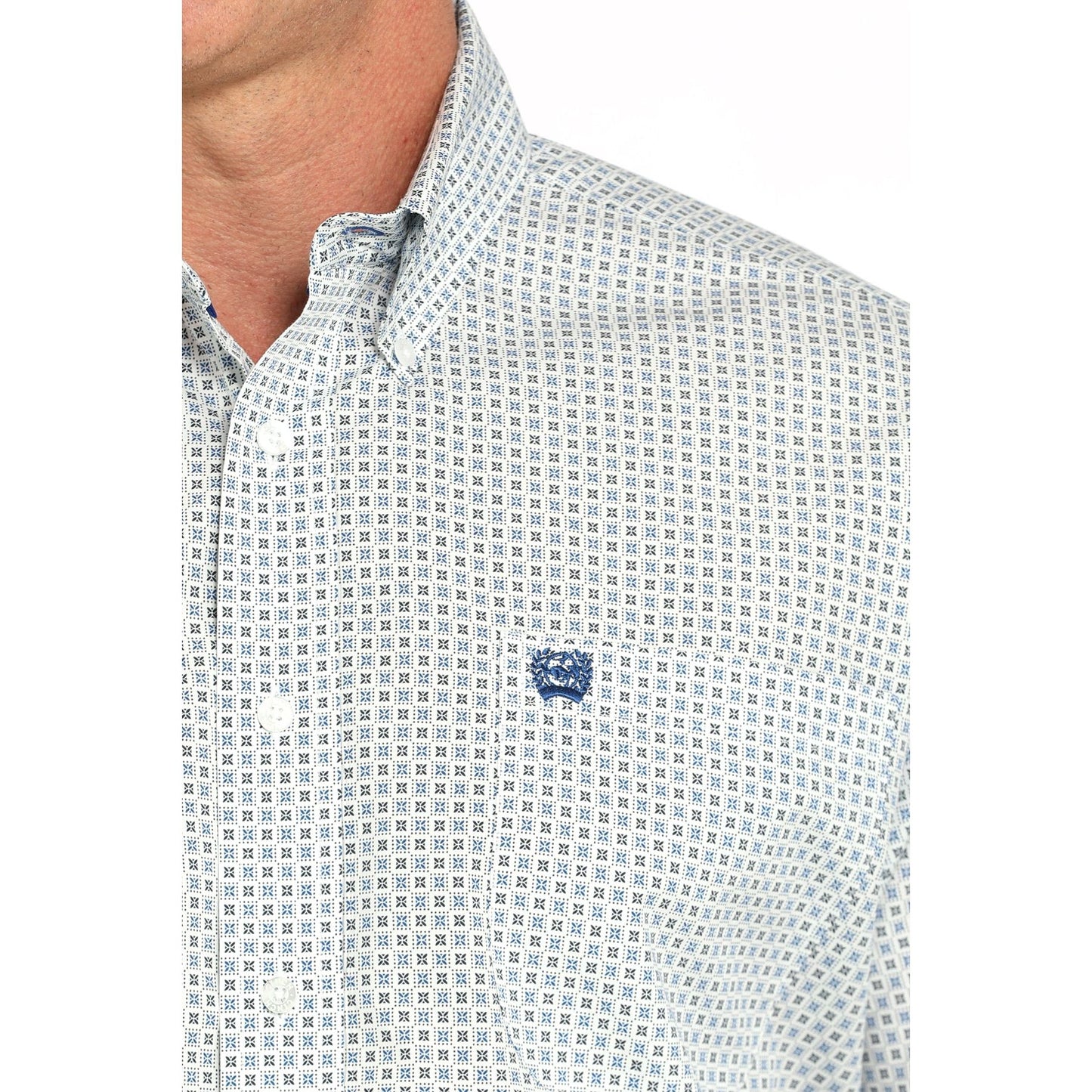 Men's Cinch Grey and White Geo Print Western Shirt MTW1111485 - Crazy House Western Wear