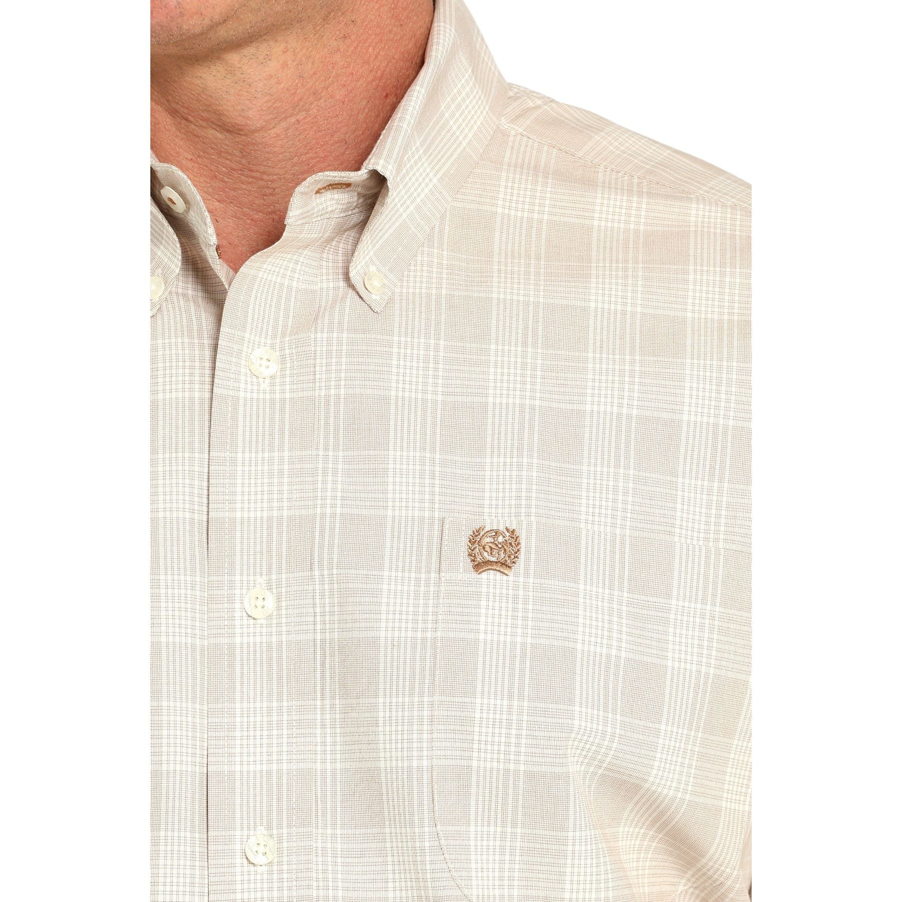 Men's Cinch Short Sleeve Khaki Plaid Button Down Western Shirt MTW1111489-KHA - Crazy House Western Wear