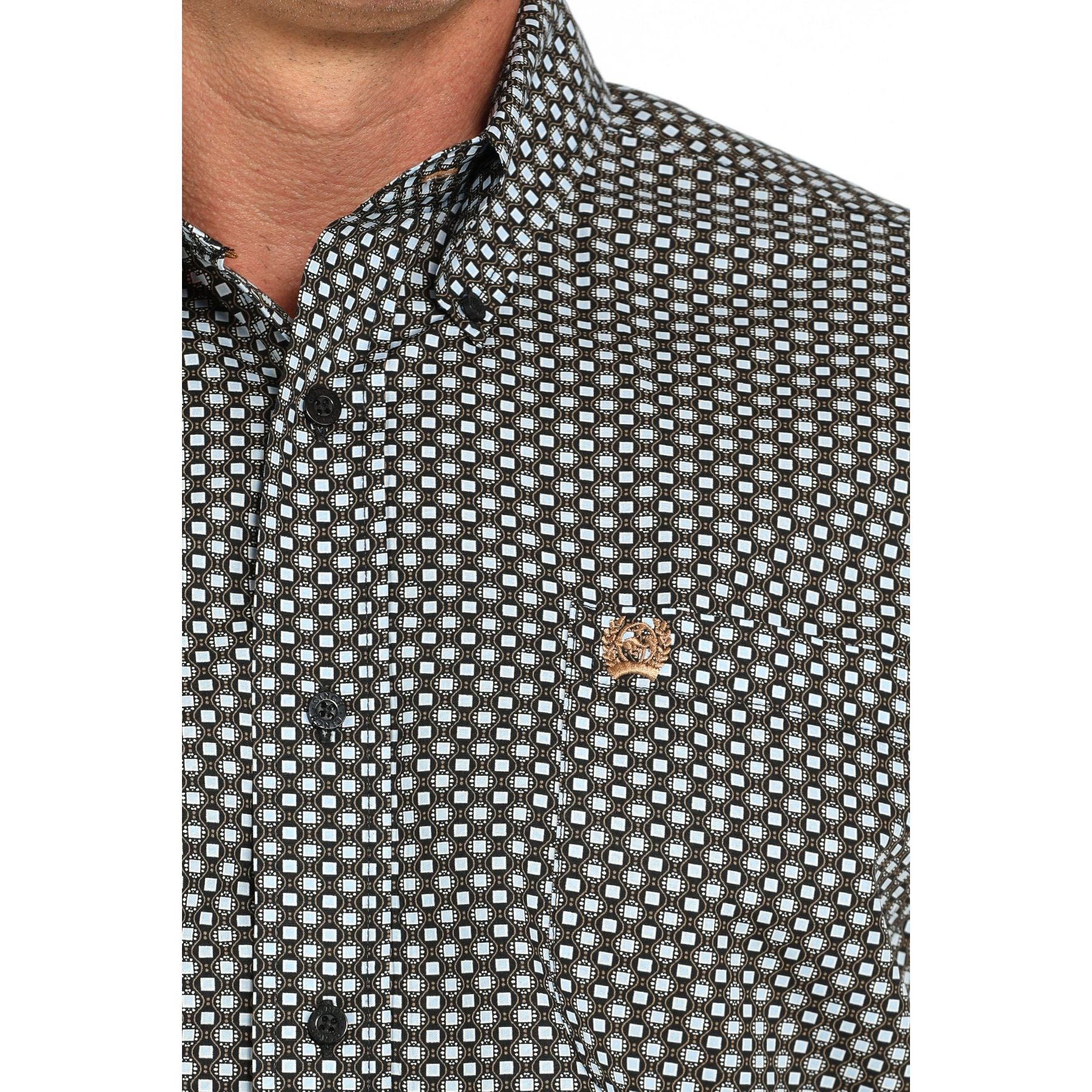 Men's Cinch Short Sleeve Black and Blue Printed Button Up MTW1111492-BLK - Crazy House Western Wear