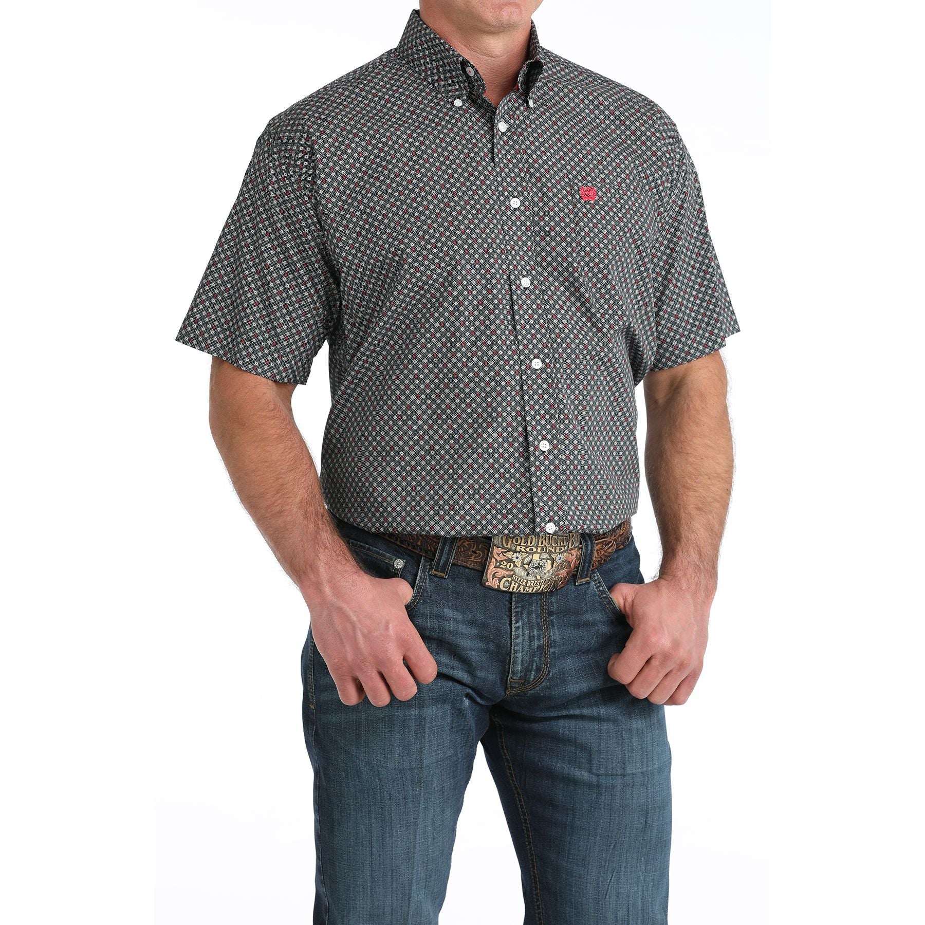 Men's Cinch Black Printed Short Sleeve Shirt MTW1111500