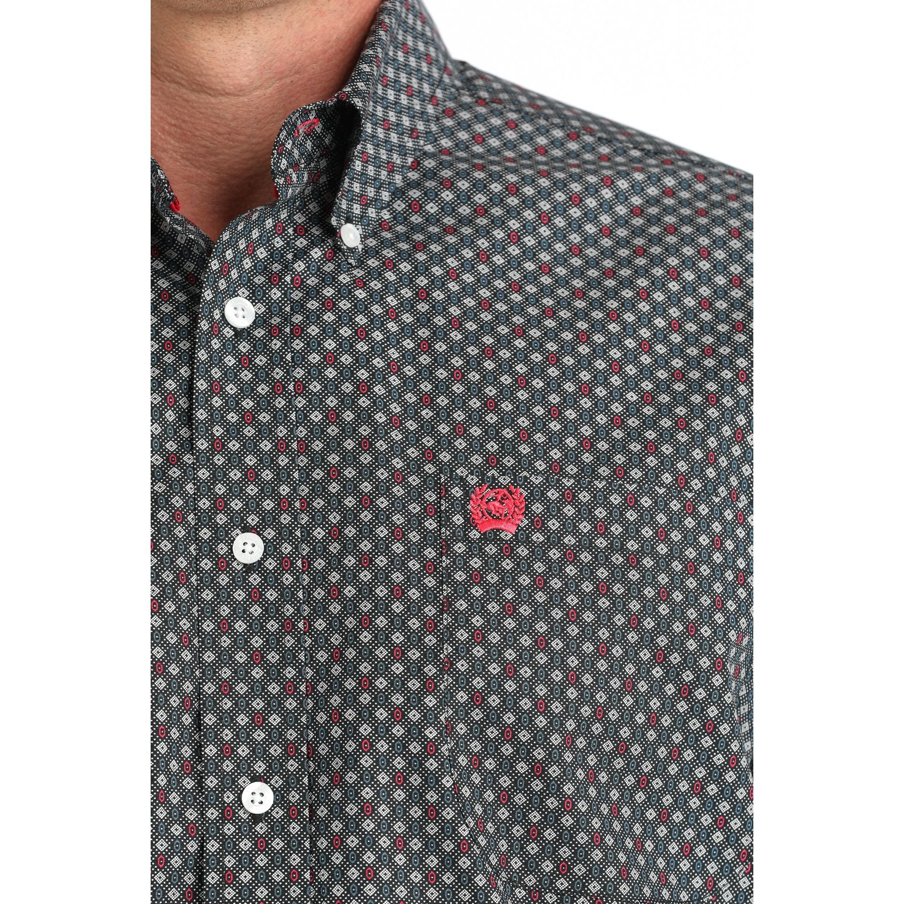 Men's Cinch Black Printed Short Sleeve Shirt MTW1111500