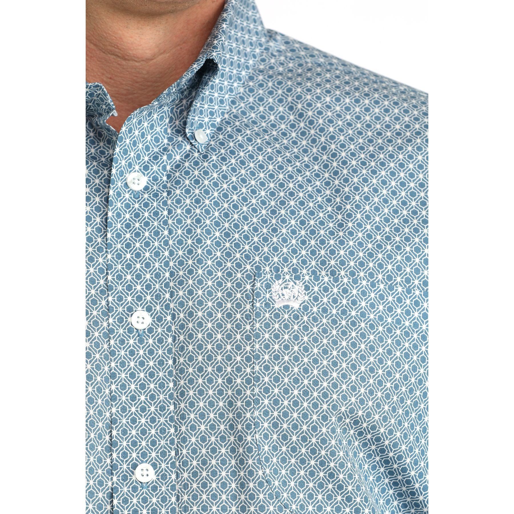 Men's Cinch Short Sleeve Blue Button Up Shirt MTW1111501