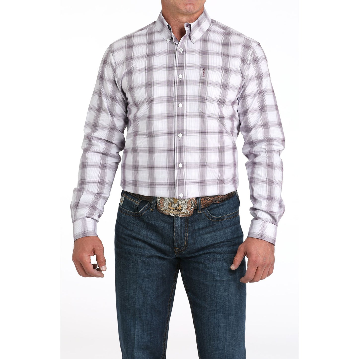 Men's Cinch Long Sleeve Modern White Button Up Shirt MTW1347139