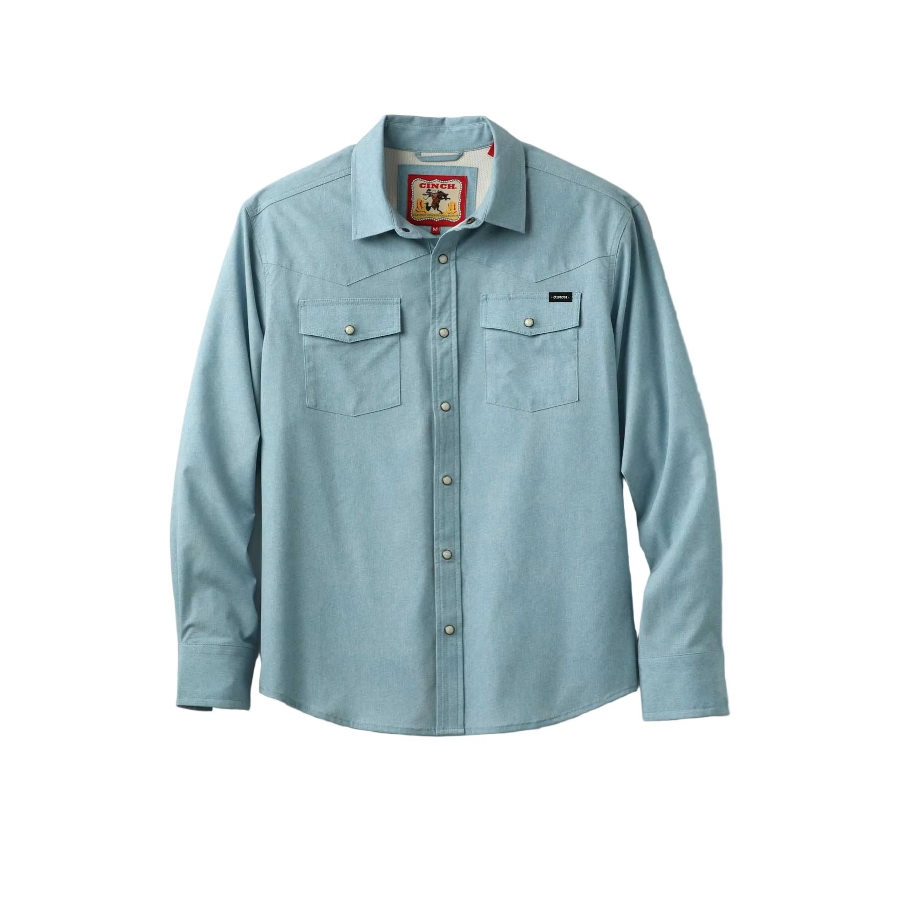 Men's Cinch Long Sleeve Blue Arenaflex Western Camp Shirt MTW1403006