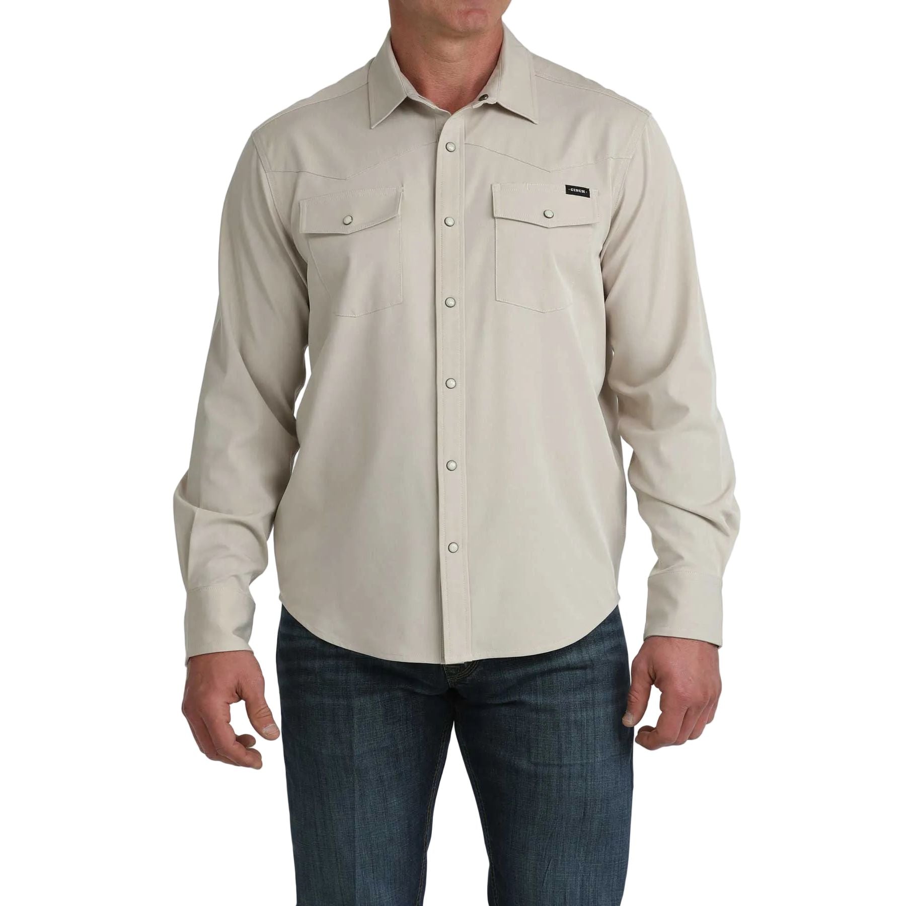 Men's Cinch Arenaflex Long Sleeve Western Tan Camp Shirt