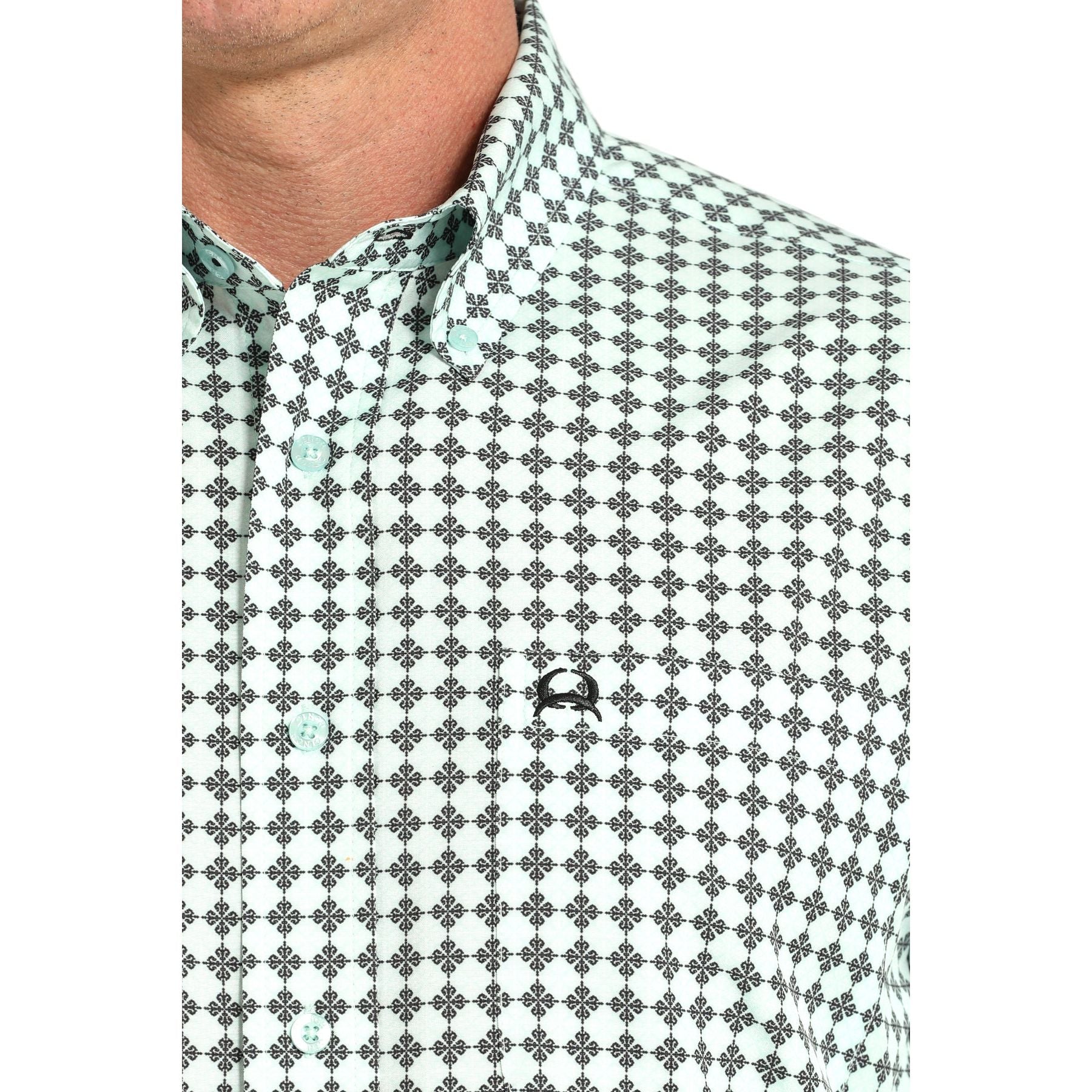 Men's Cinch Light Blue Short Sleeve Arenflex Button-Down Western Shirt MTW1704159-LTB - Crazy House Western Wear