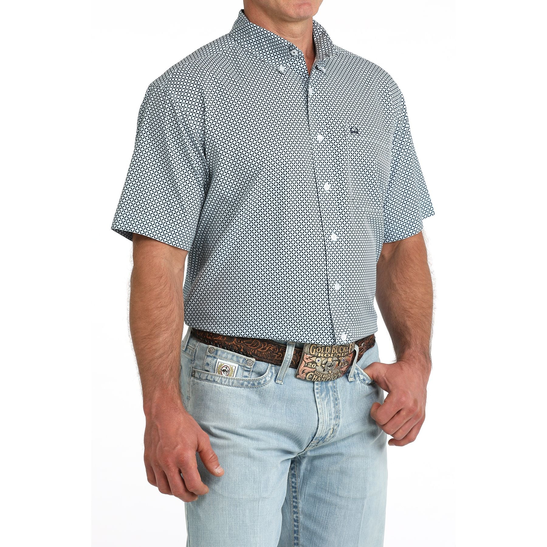 Men's Cinch Short Sleeve Arenaflex Printed Button Down Shirt MTW1704171