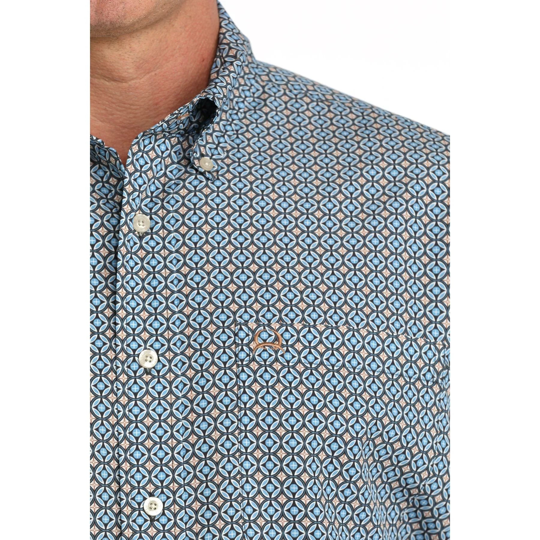 Men's Cinch Short Sleeve Arenaflex Geo Printed Button Up MTW1704177