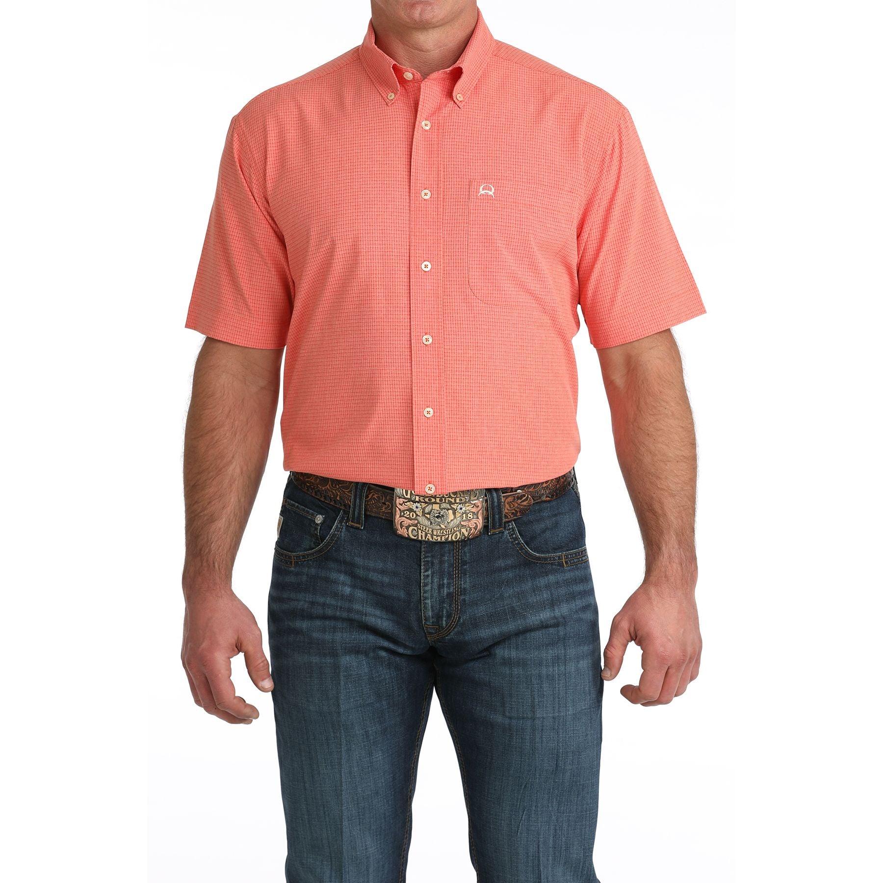 Men's Cinch Plaid Arenaflex Short Sleeve Button Up Shirt MTW1725003