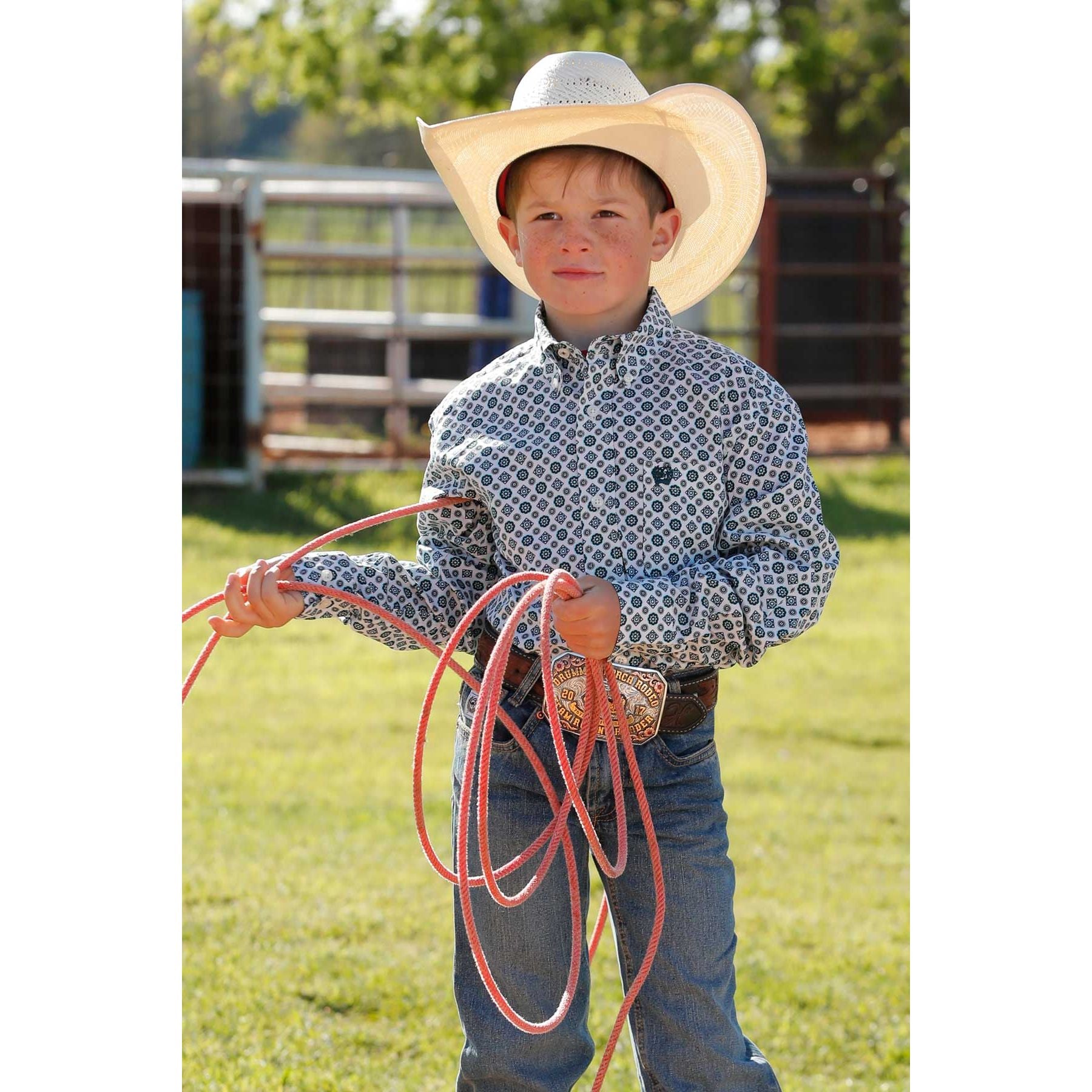 Boy's Cinch Long Sleeve Patterned Button Up Shirt MTW7060377 - Crazy House Western Wear