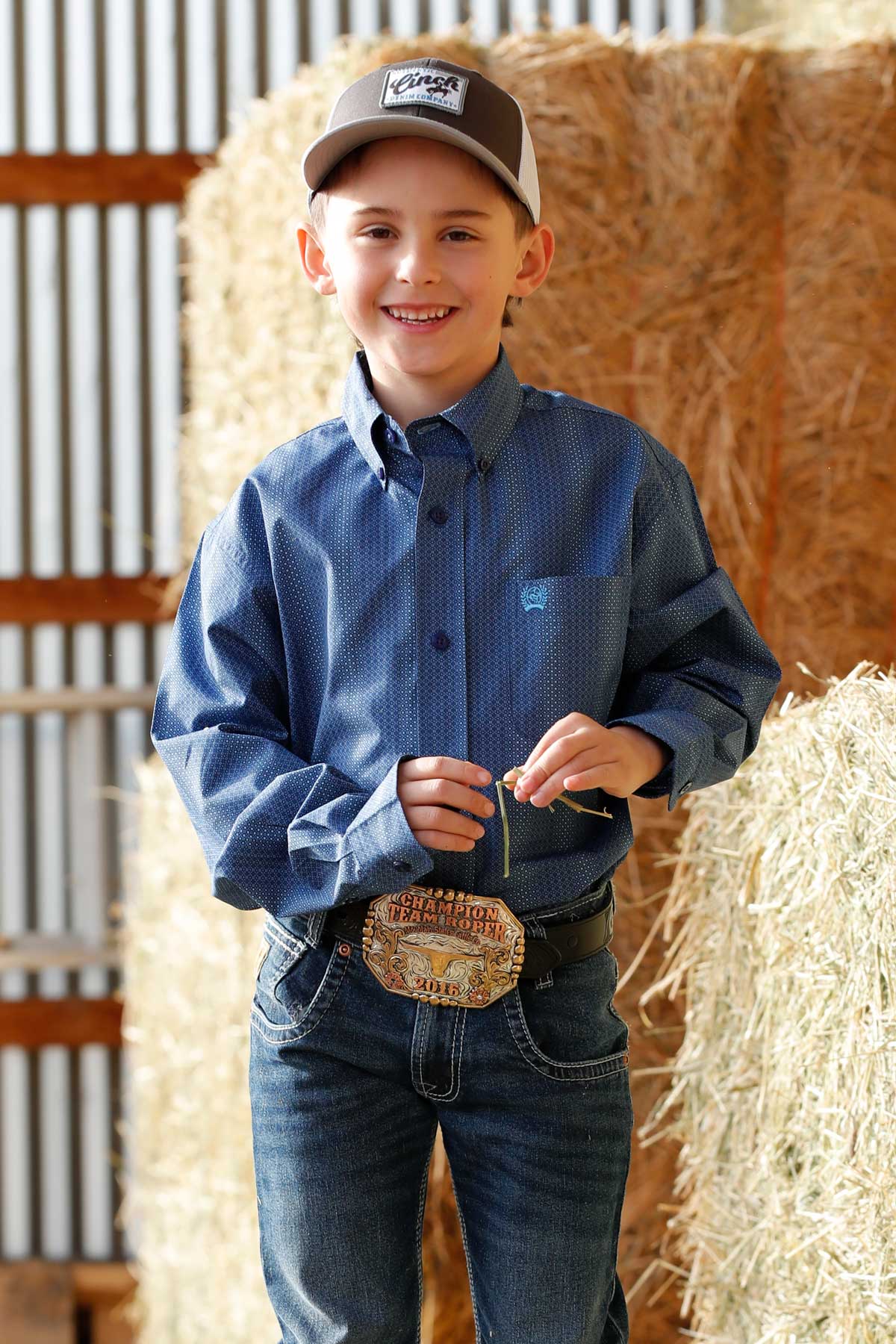 Boy's Cinch Printed Long Sleeve Button-Down Western Shirt MTW7060398