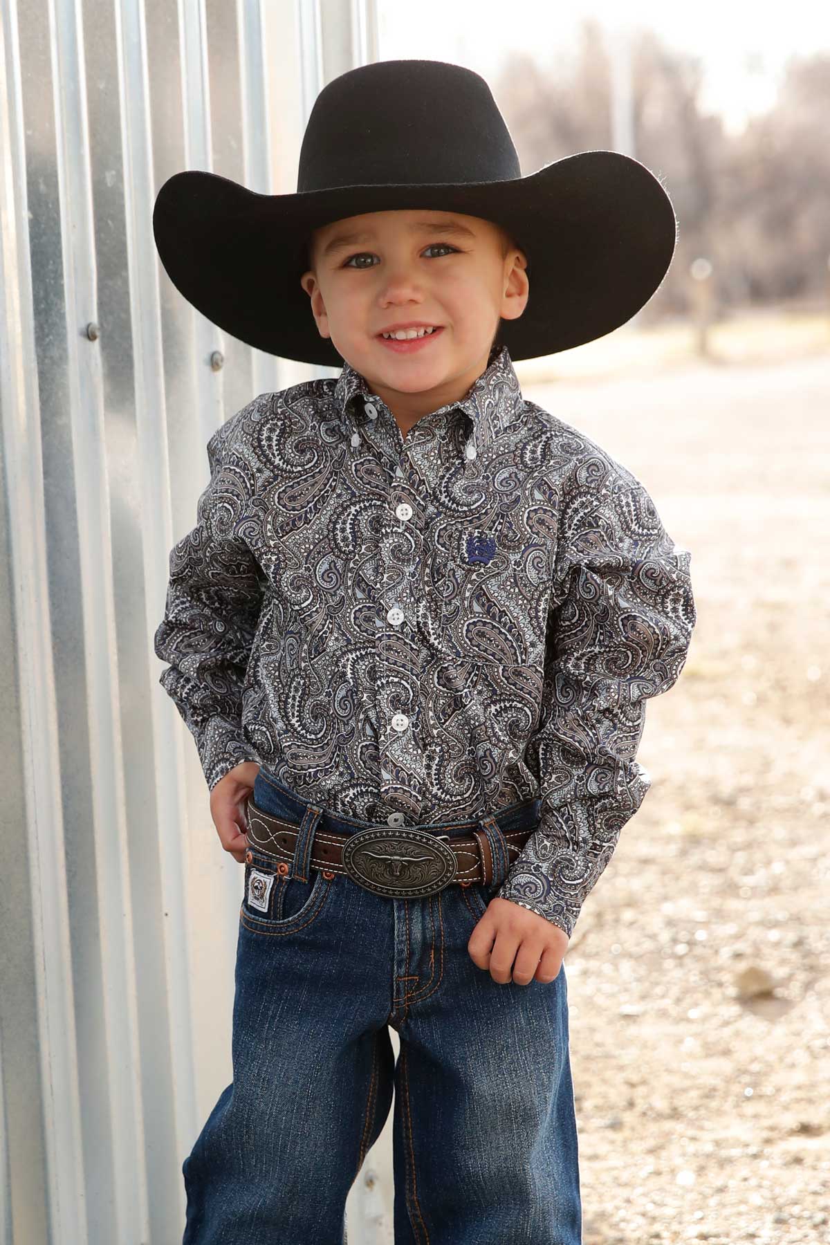 Boy's Cinch Toddler Paisley Print Long Sleeve Button-Down Western Shirt MTW7061397