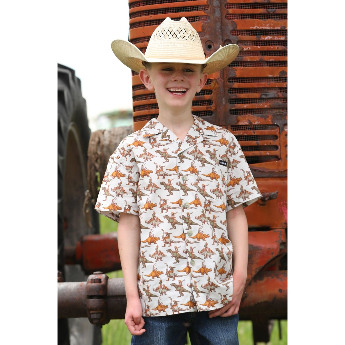 Boy's Cinch Button Down Bronc-A-Saurus Shirt MTW7170004 - Crazy House Western Wear
