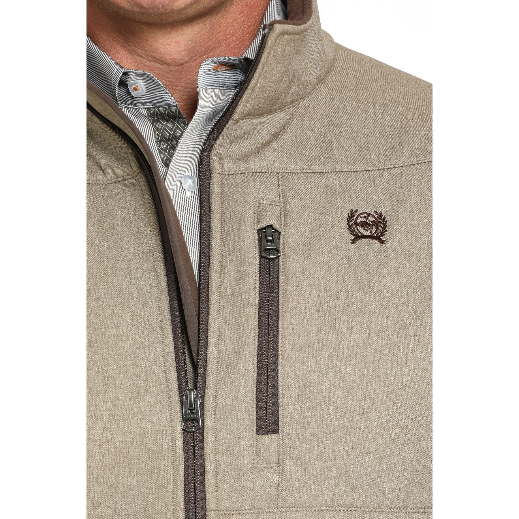 Men's Cinch Stone Brown Bonded Zip Jacket MWJ1567014