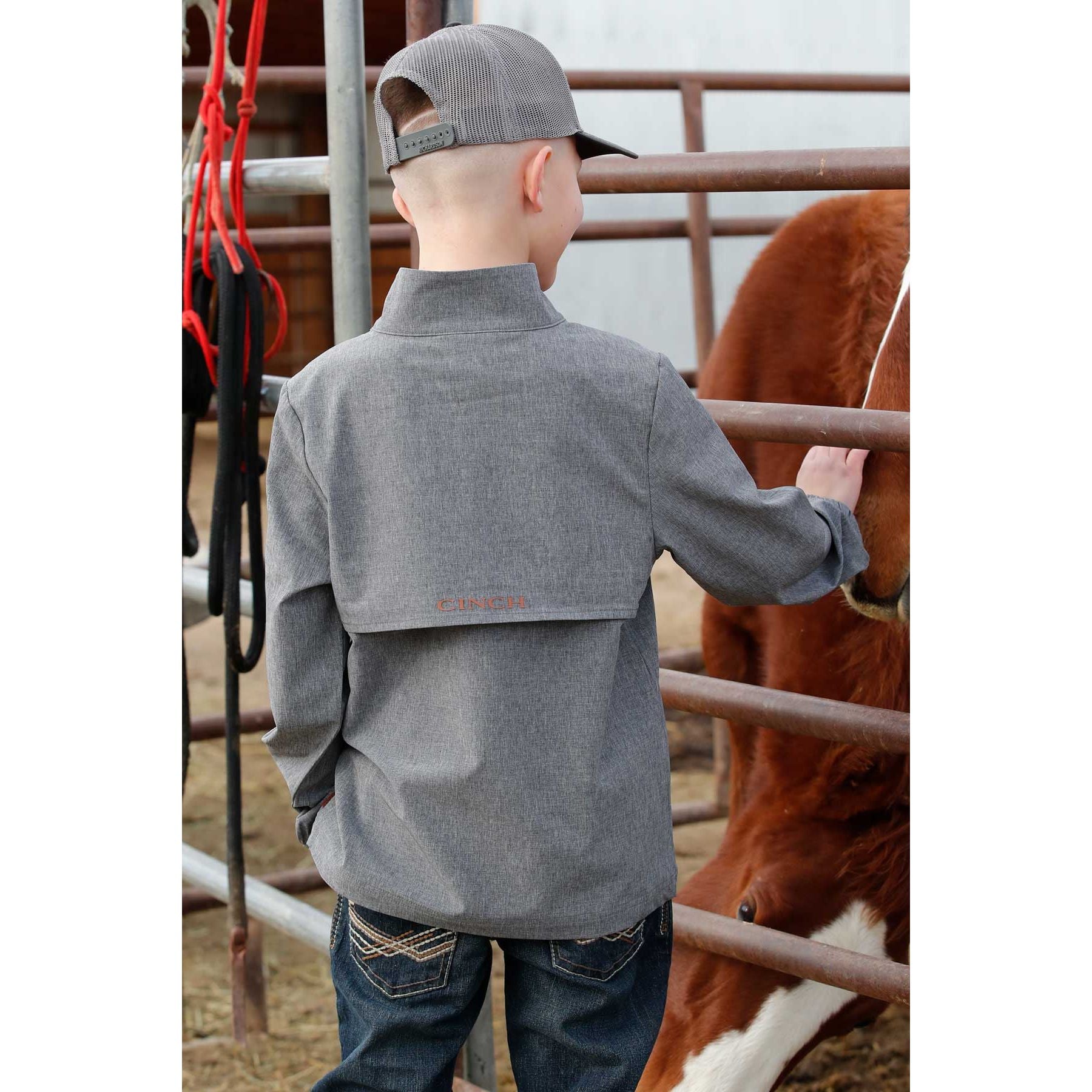 Boy's Cinch Gray Half Zip Windbreaker Pullover MWJ7993001
