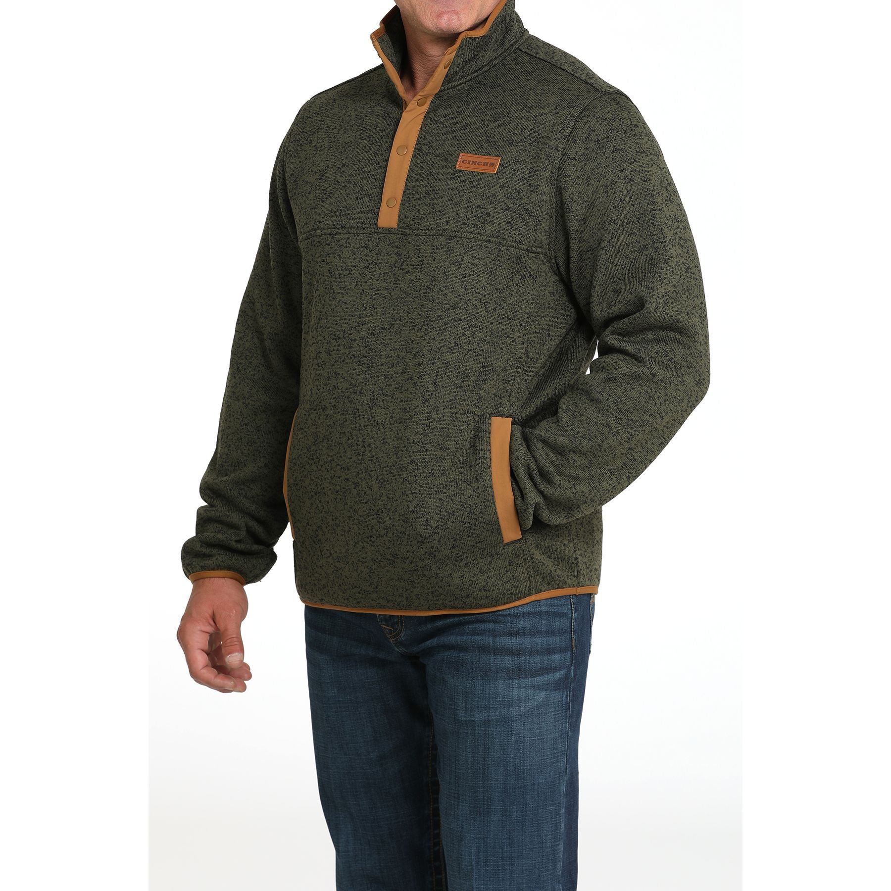 S Men's Cinch Olive Fleece Pullover MWK1534009 - Main Image