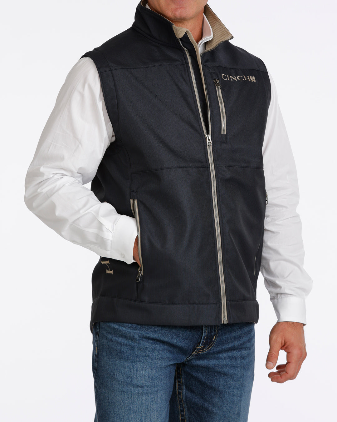 Cinch Men's Navy Bonded Zip Up Vest MWV1515032