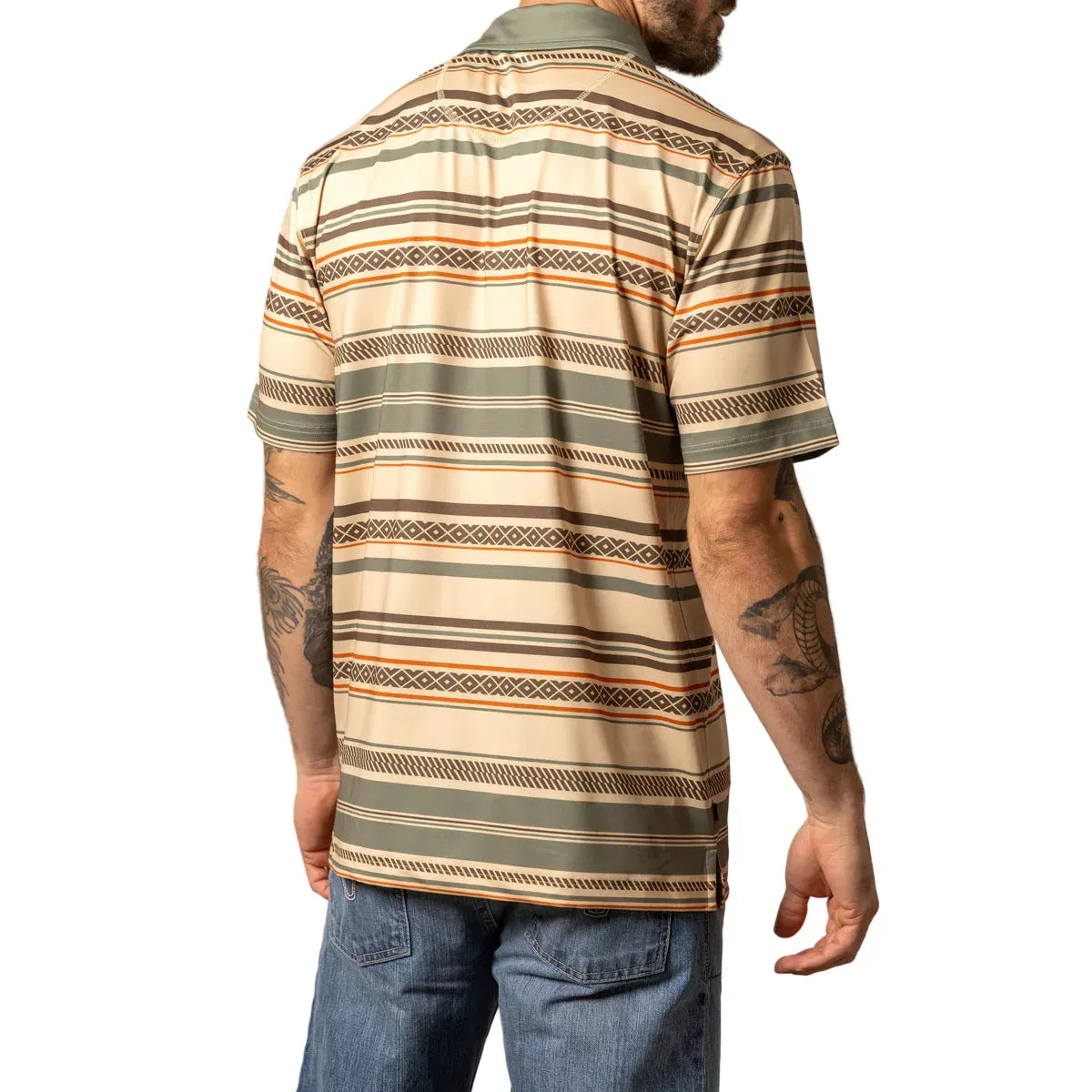 Men's Kimes Ranch Army Green Mackin Striped Polo