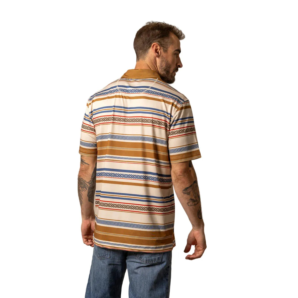 Men's Kimes Ranch Tan Mackin Stripe Polo