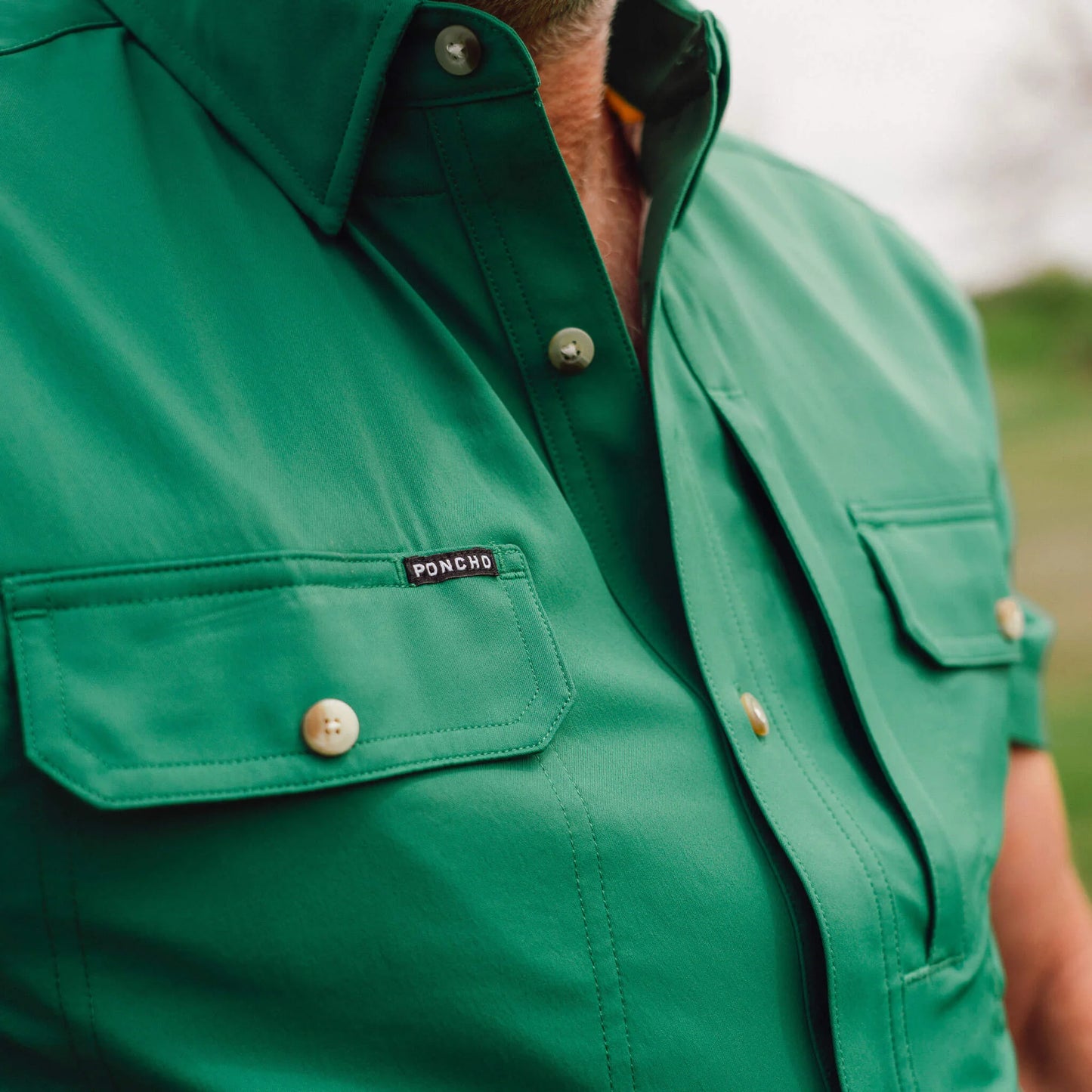 Men's Poncho "The Magnolia" Short Sleeve Button Up Shirt
