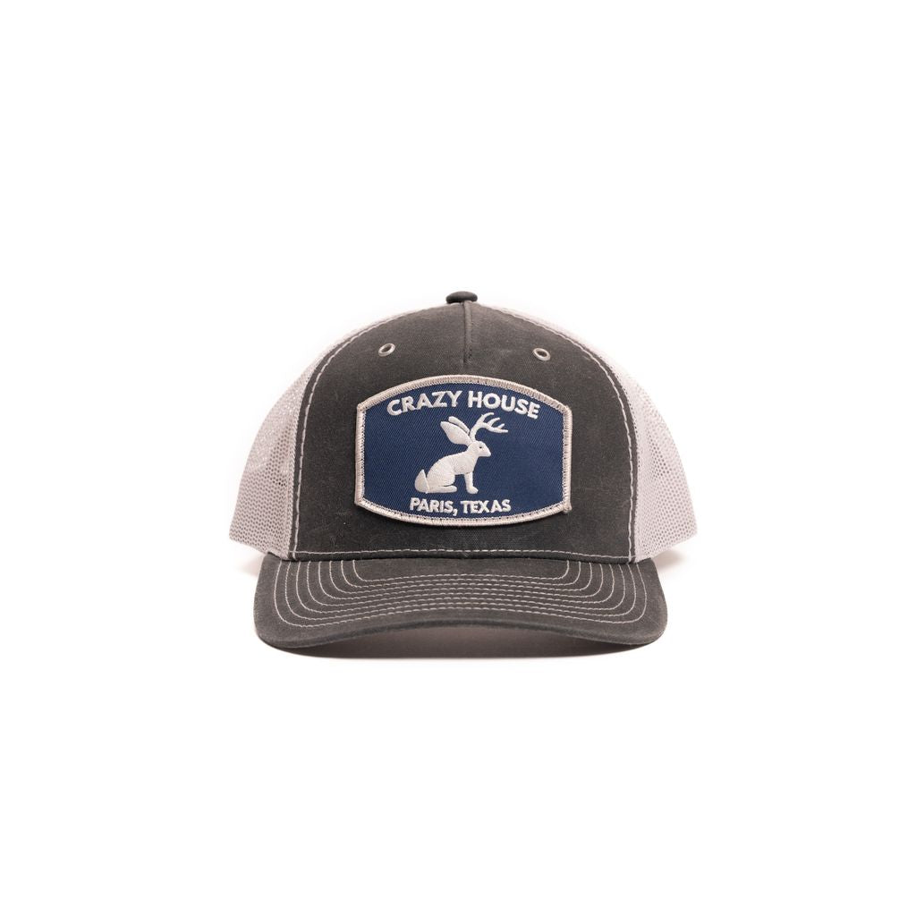 Crazy House Unisex Mesh Grey Cap with Jackelope Patch - Crazy House Western Wear