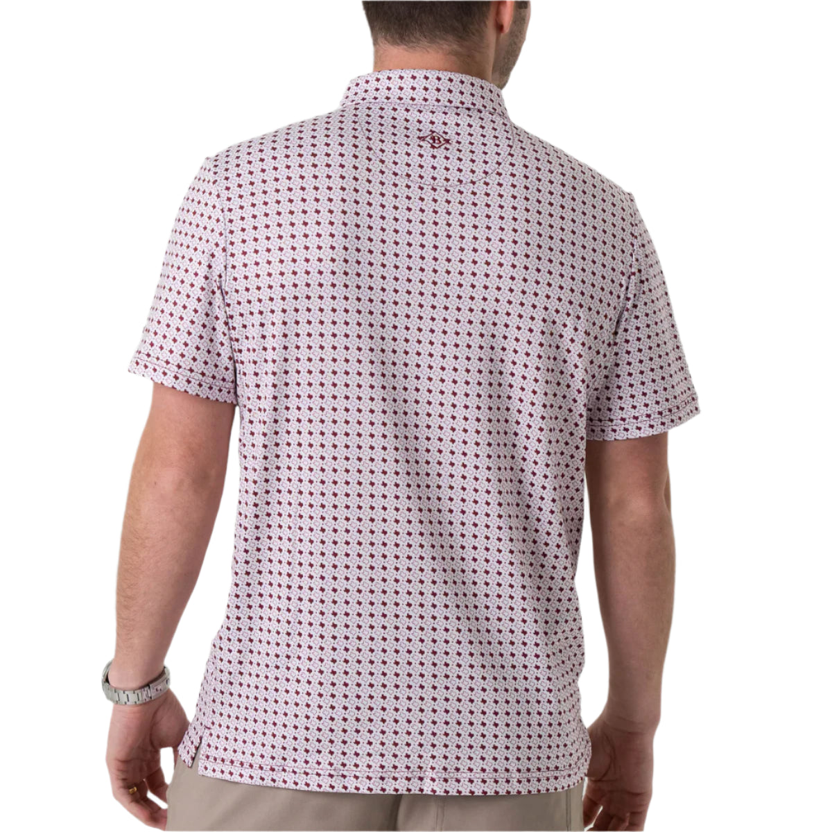 Men's Burlebo Performance Polo - Texas White & Maroon PP-TWAM - Crazy House Western Wear