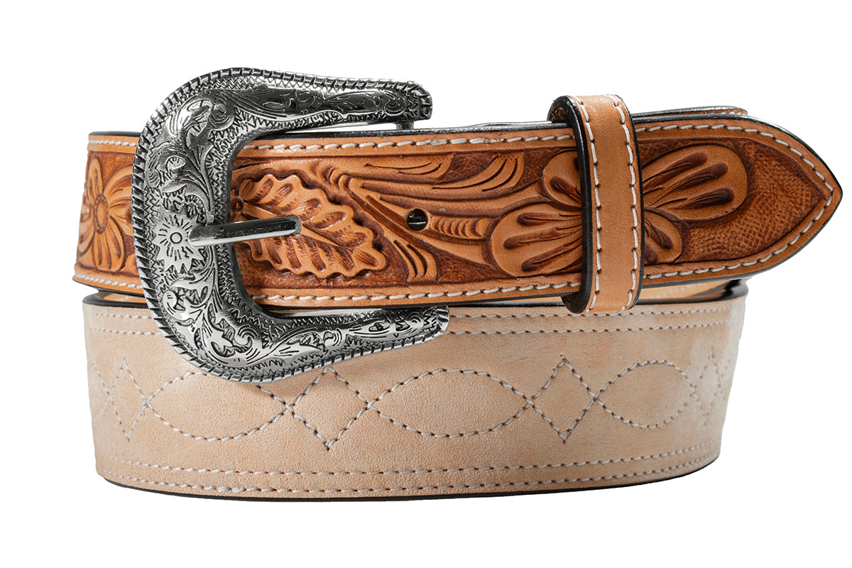 Nocona Men's Tan Roughout Belt with Boot Stitching