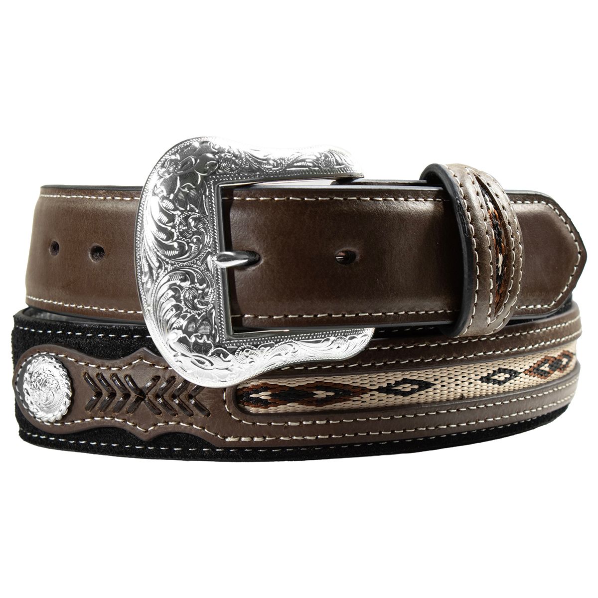 Men's Nocona Leather Belt with Inlaid Weaving