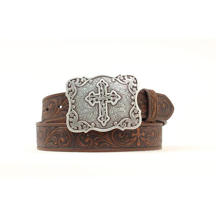 Women's Nocona Brown Leather Tooled Belt