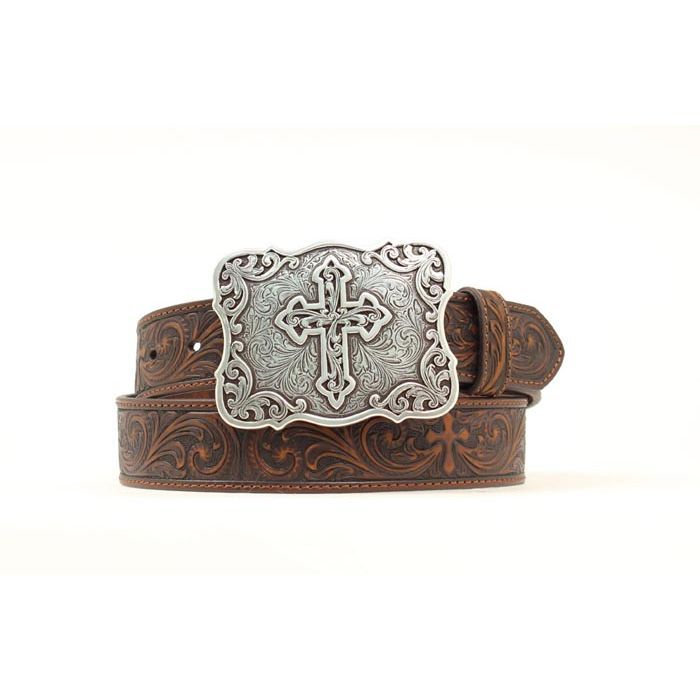 Women's Nocona Brown Leather Tooled Belt