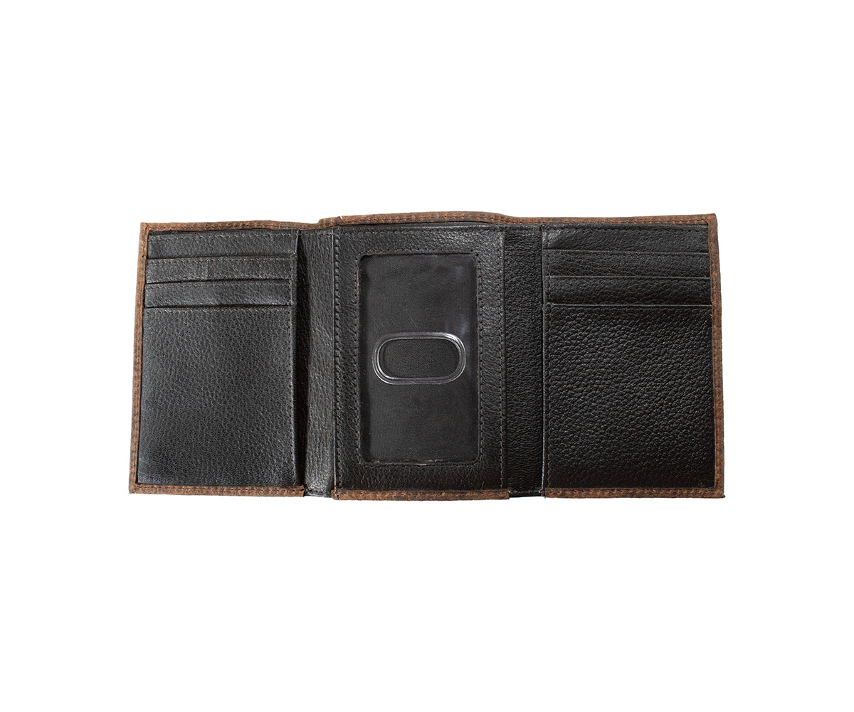 Nocona Men's Trifold Textured Brown Wallet