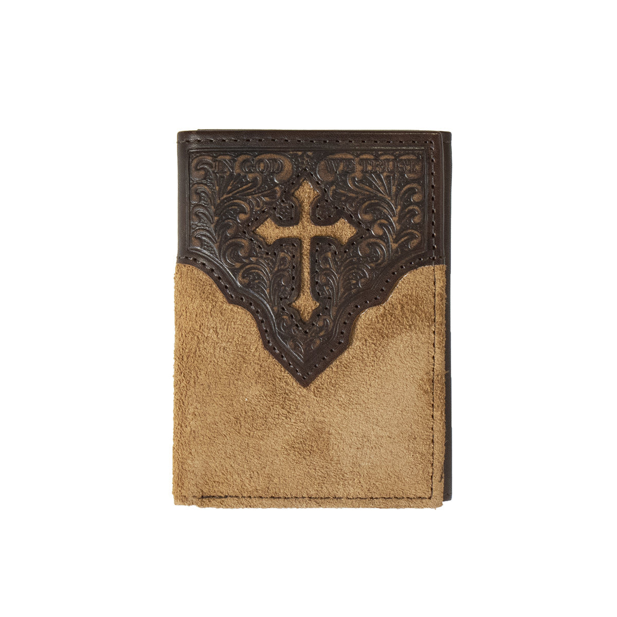 Men's Nocona Genuine Leather Cross Engraved Wallet N5413608 - Crazy House Western Wear