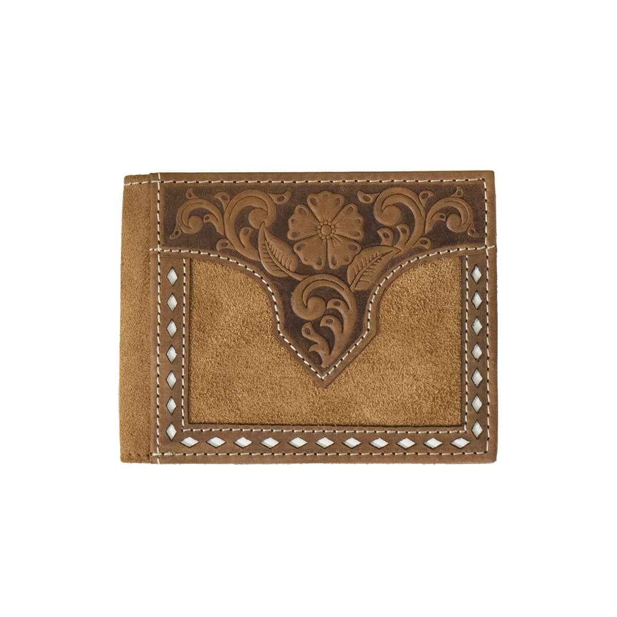 Men's Nocona Bifold Wallet with Leather Tooling N5415908 - Crazy House Western Wear