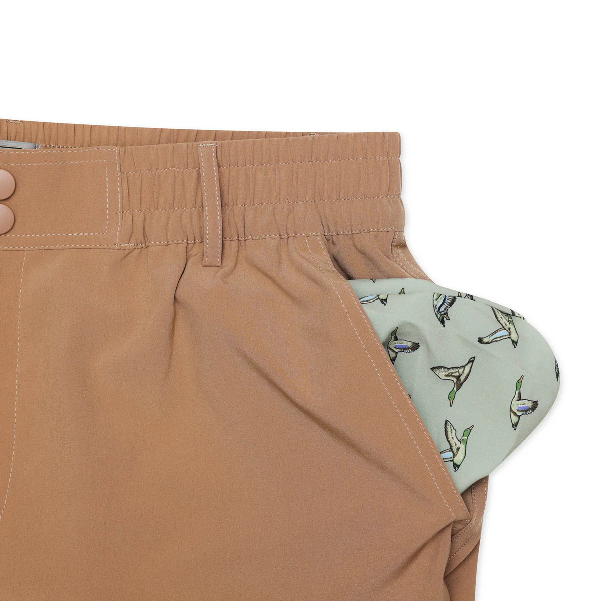 Men's Burlebo Everyday Short - Desert Tan - Flying Ducks Green Pocket ES-DT-FDG