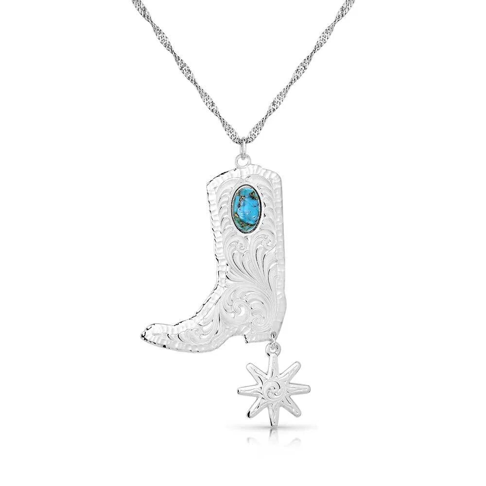 Women's Montana Silversmiths Chiseled Boots & Spurs Turquoise Necklace NC5667