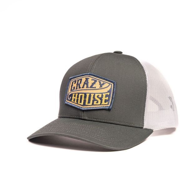 Grey Trucker Snapback with Crazy House Patch - Crazy House Western Wear
