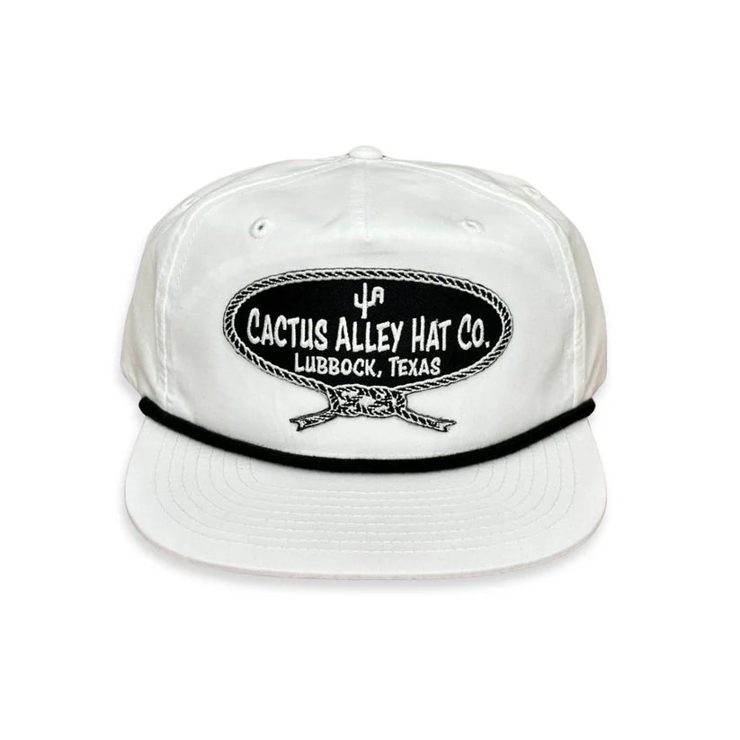 Men's Cactus Alley White Snapback with Black Rope