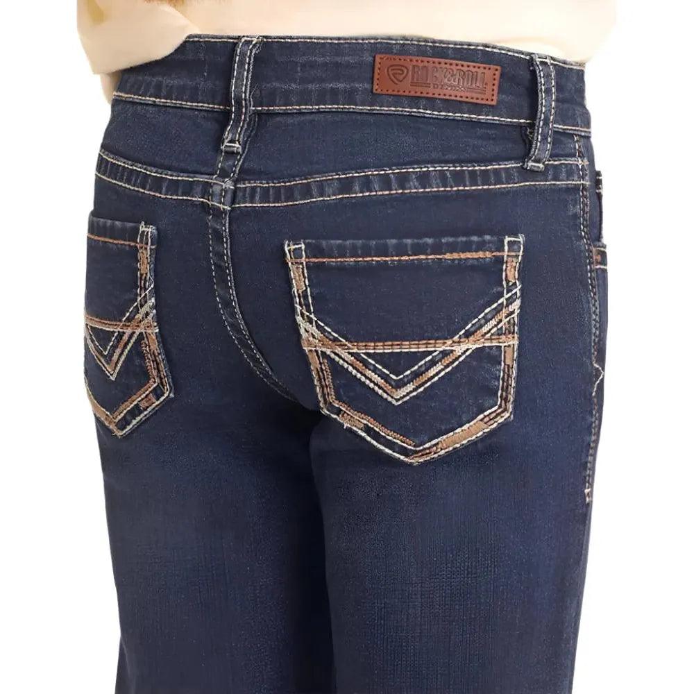 Girl's Rock and Roll Denim Pearl Stitch Bootcut Jeans BG4MD04918 - Crazy House Western Wear