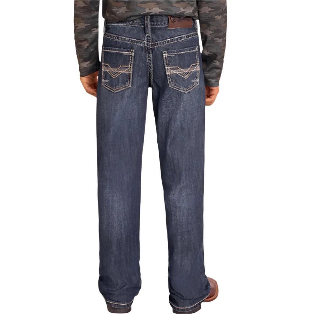 Boy's Rock and Roll Denim Two Tone Stitch Boot Cut Jeans BB0BD04970 - Crazy House Western Wear