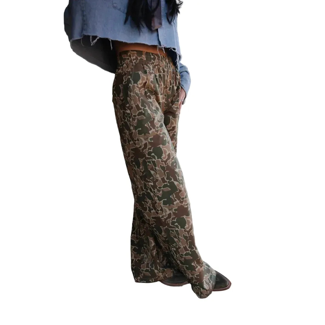 Women's TwoFly Off Tha Track Camo Linen Pants