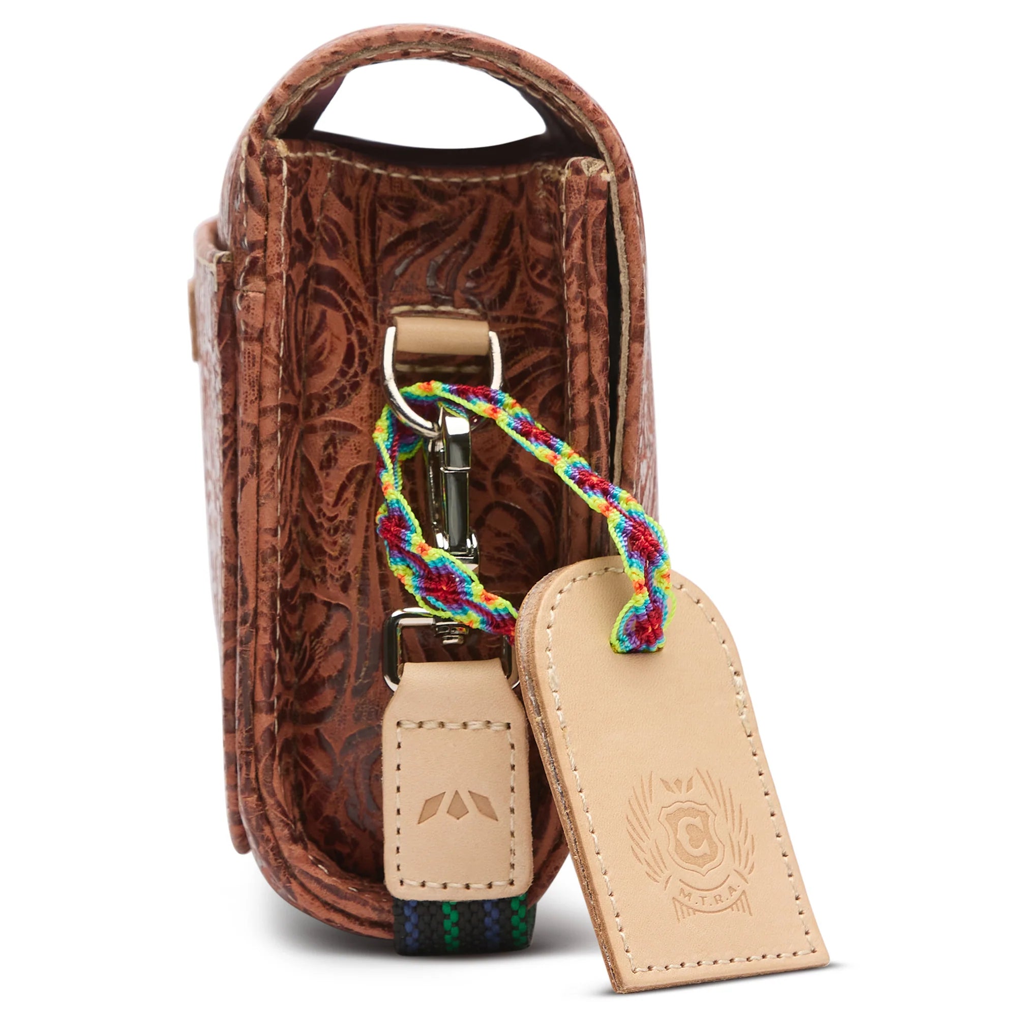 Consuela Brown Tooled Leather Sally On The Town Crossbody Bag OOTT4564VFSQOS