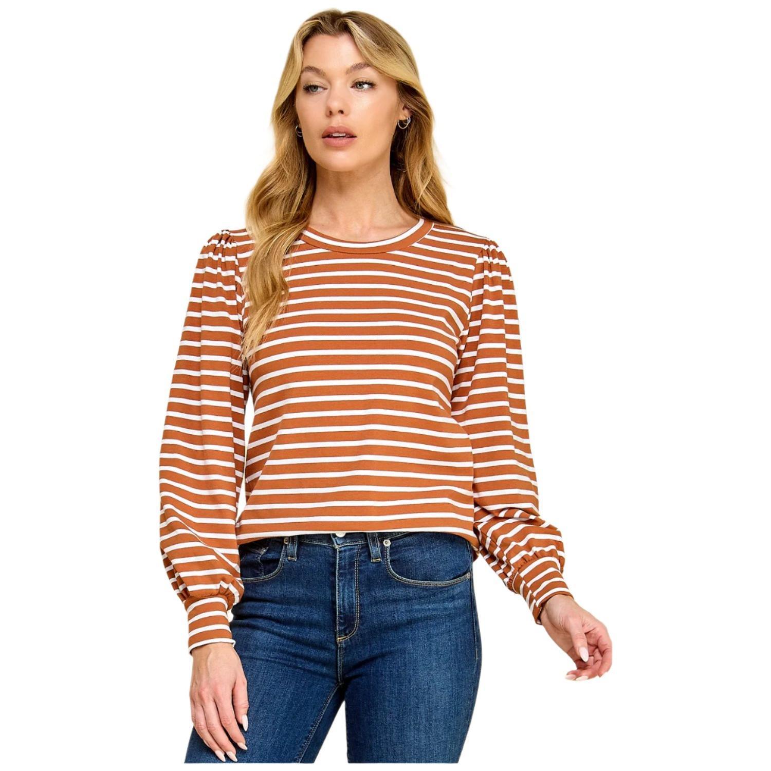 Women's Striped Long Sleeve Blouse - Crazy House Western Wear