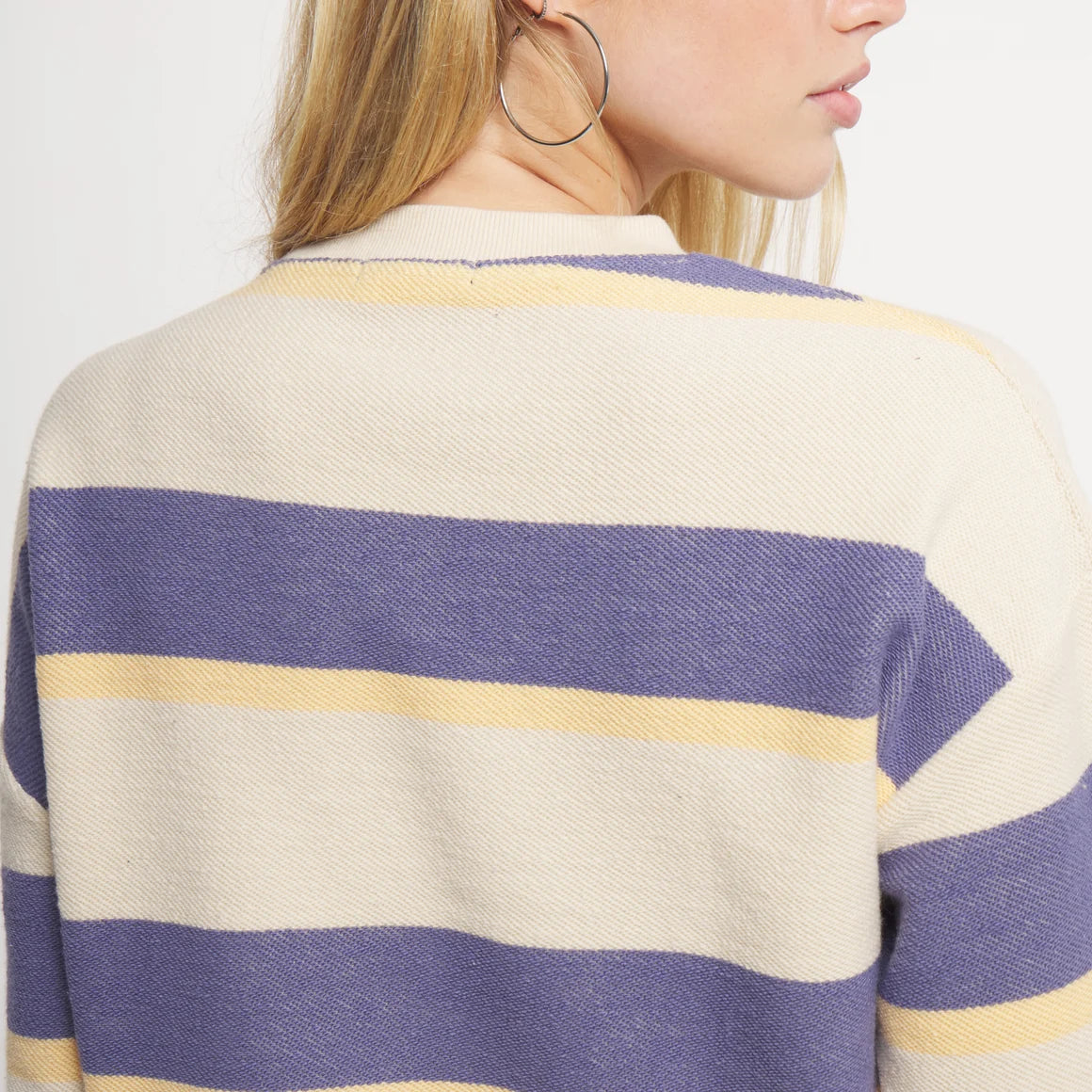 Southern Marsh Women's Tan and Purple Striped Sunday Morning Sweater OSSM-ATPR