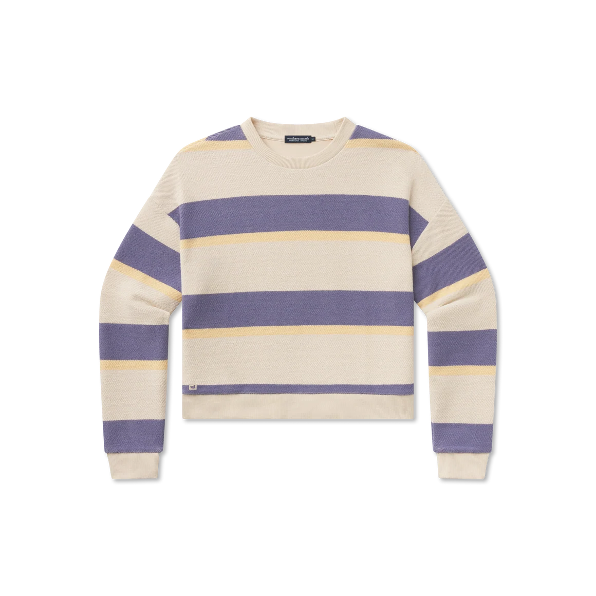 Southern Marsh Women's Tan and Purple Striped Sunday Morning Sweater OSSM-ATPR